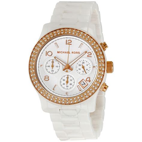 michael kors white porcelain watch|Michael Kors white diamond watch.